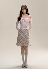 Plaid Sheer Slim Fit Skirt